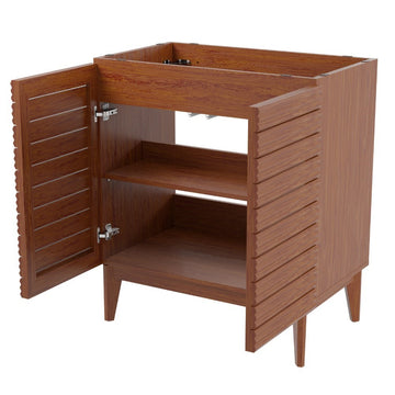 Calandre Thin Linear Slat Modern Farmhouse 2-Shelf Bath Vanity Cabinet Only (Sink Basin not Included)